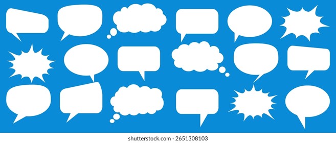 Message comments chat box. Collection of speech bubbles, text boxes and conversation chats in comics. Vektor set of speech bubbles