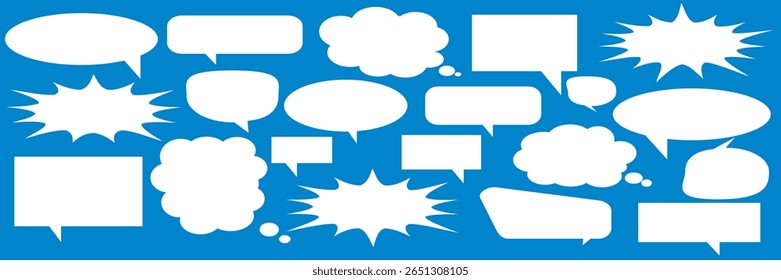 Message comments chat box. Collection of speech bubbles, text boxes and conversation chats in comics. Vektor set of speech bubbles