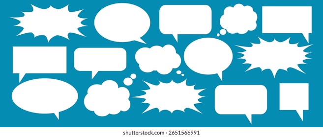 Message comments chat box. Collection of speech bubbles, text boxes and conversation chats in comics. Vektor set of speech bubbles