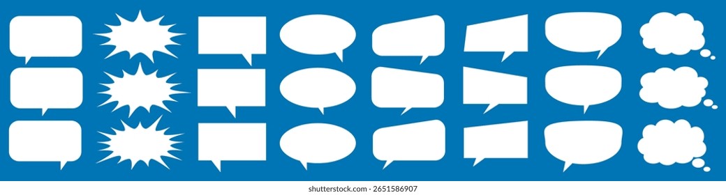 Message comments chat box. Collection of speech bubbles, text boxes and conversation chats in comics. Vektor set of speech bubbles