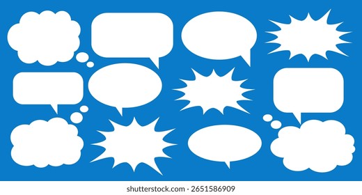 Message comments chat box. Collection of speech bubbles, text boxes and conversation chats in comics. Vektor set of speech bubbles