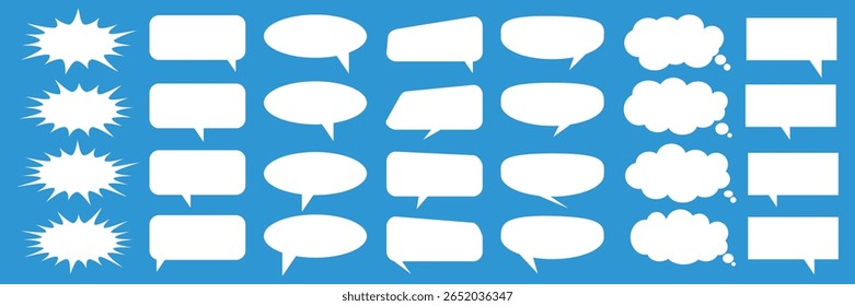 Message comments chat box. Collection of speech bubbles, text boxes and conversation chats in comics. Vektor set of speech bubbles