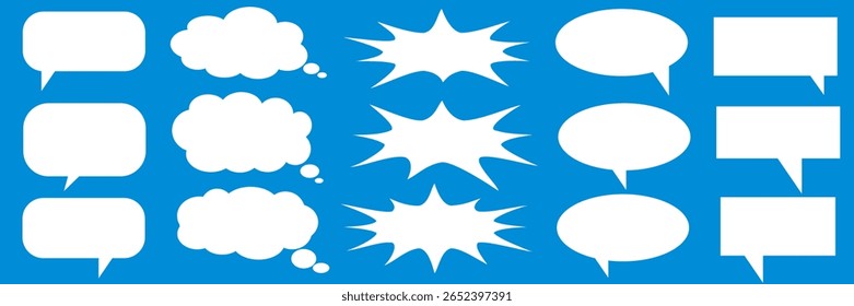 Message comments chat box. Collection of speech bubbles, text boxes and conversation chats in comics. Vektor set of speech bubbles.