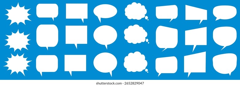 Message comments chat box. Collection of speech bubbles, text boxes and conversation chats in comics. Vektor set of speech bubbles