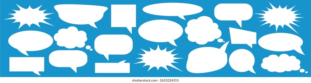Message comments chat box. Collection of speech bubbles, text boxes and conversation chats in comics. Vektor set of speech bubbles