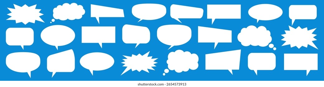 Message comments chat box. Collection of speech bubbles, text boxes and conversation chats in comics. Vektor set of speech bubbles