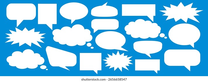 Message comments chat box. Collection of speech bubbles, text boxes and conversation chats in comics. Vektor set of speech bubbles