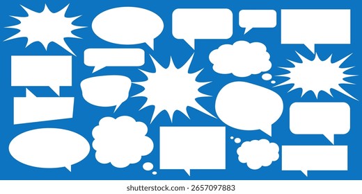 Message comments chat box. Collection of speech bubbles, text boxes and conversation chats in comics. Vektor set of speech bubbles