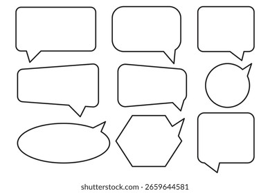 Caixa de chat de comentários de mensagem. Coleção de balões de fala, caixas de texto e bate-papos de conversa em quadrinhos. Conjunto vetorial de bolhas de fala.