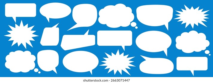 Message comments chat box. Collection of speech bubbles, text boxes and conversation chats in comics. Vektor set of speech bubbles.