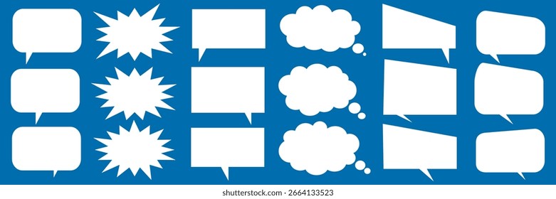 Message comments chat box. Collection of speech bubbles, text boxes and conversation chats in comics. Vektor set of speech bubbles.