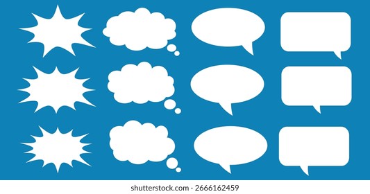 Caixa de chat de comentários de mensagem. Coleção de balões de fala, caixas de texto e bate-papos de conversa em quadrinhos. Vektor conjunto de bolhas de fala.