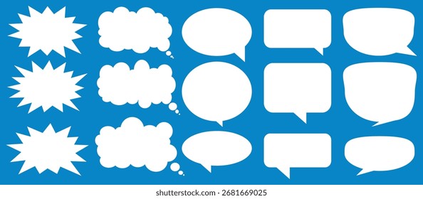 Message comments chat box. Collection of speech bubbles, text boxes and conversation chats in comics. Vektor set of speech bubbles.