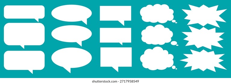 Chatbox für Nachrichtenkommentare. Sammlung von Sprechblasen, Textfeldern und Gesprächsrunden in Comics. Vektor Satz von Sprechblasen.