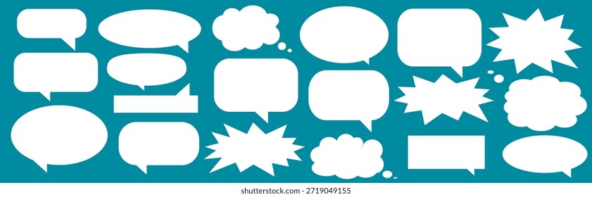 Chatbox für Nachrichtenkommentare. Sammlung von Sprechblasen, Textfeldern und Gesprächsrunden in Comics. Vektor Satz von Sprechblasen.