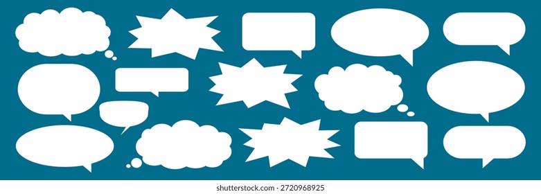 Chatbox für Nachrichtenkommentare. Sammlung von Sprechblasen, Textfeldern und Gesprächsrunden in Comics. Vektor Satz von Sprechblasen.