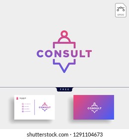 Message Communication, consulting logo template with business card vector illustration, icon elements isolated