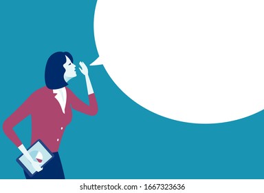 Die Nachricht. Kommunikation. Der Geschäftsführer kündigt ihre Nachricht Business Vektorillustration Illustration mit Kopienraum an