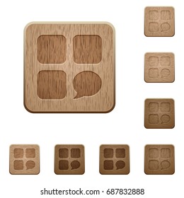 Message component on rounded square carved wooden button styles
