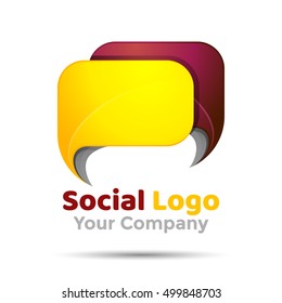 Message concept illustration. Speech bubble creative sign. Volume Logo Colorful 3d Vector Design Corporate identity