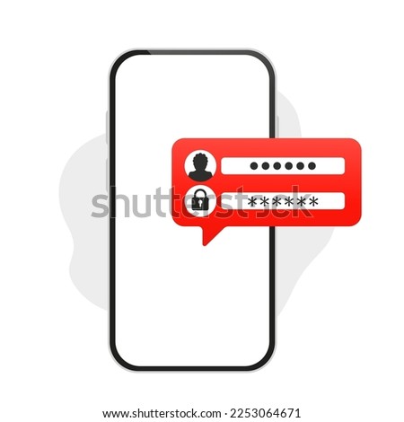 A message with a confirmation code on your smartphone. Phone with password. Password protected, smartphone security alert, personal access, authorization, protection technology. Vector illustration