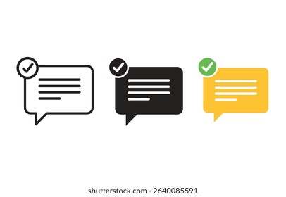 Message confirmed with check mark icon in different styles