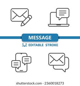 Mensaje - Contacto - Contáctenos Iconos. Icono de vector de mensajes de texto