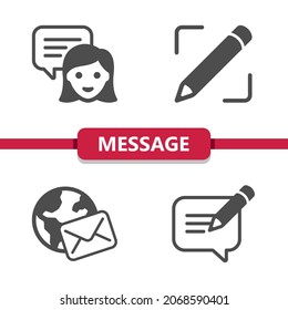 Message - Contact - Contact Us Icons. Professional, pixel perfect icons. EPS 10 format.