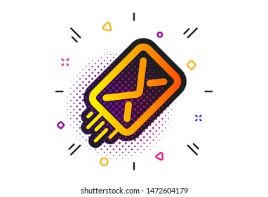 Message correspondence sign. Halftone circles pattern. Mail delivery icon. E-mail symbol. Classic flat e-mail icon. Vector