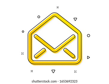 Signo de correspondencia del mensaje.Icono de correo. Símbolo de correo electrónico. Patrón de círculos amarillos. Icono de correo clásico. Elementos geométricos. Vector