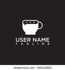 Message cup silhouette logo design