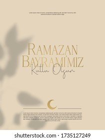 a message with delicate fonts saying 'happy ramadan feast' to celebrate the feast of Muslims  and a small crescent to symbolize islam