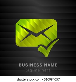 Message delivered Lime Green and Black silk fashion premium icon / Logo