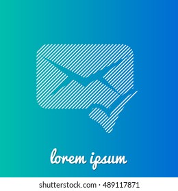 Message delivered White stroke fill with blue & green gradient background Icon / Logo Design