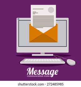 Message design over purple background, vector illustration