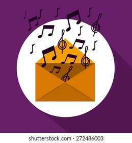 Message design over purple background, vector illustration