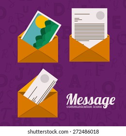 Message design over purple background, vector illustration
