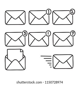 message doodle set. message handdraw  with white background 