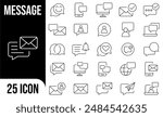 Message Editable Icons set. Vector illustration in modern thin line style of communication related icons: speech, chat, help, and more	