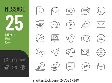 Message Editable Icons set. Vector illustration in modern thin line style of communication related icons: speech, chat, help, and more. Pictograms and infographics for mobile apps.