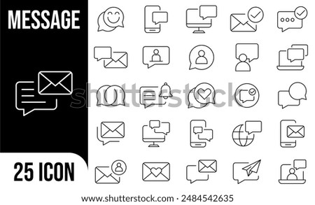 Message Editable Icons set. Vector illustration in modern thin line style of communication related icons: speech, chat, help, and more	