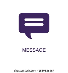 Message element in flat simple style on white background. Message icon, with text name concept template