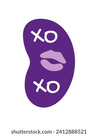 Message element of kawaii set. This kawaii violet-style xo-xo illustration is perfect for expressing affection in a charming and delightful way. Vector illustration.