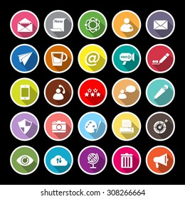 Message and email flat icons with long shadow, stock vector