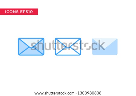 message, email icon in line, outline, filled outline and flat design style isolated on white background. vector eps10