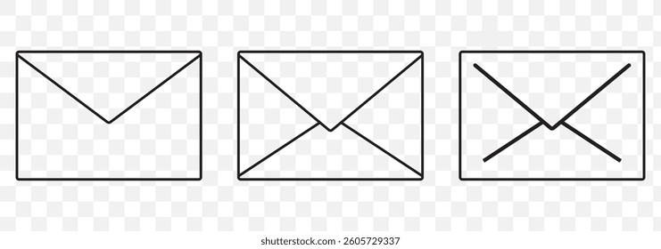 Message email icon symbol vector illustration. Email icon, Email icon vector design, envelope icon design on Transparent Background.. EPS 10.