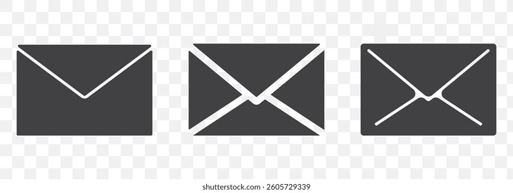 Message email icon symbol vector illustration. Email icon, Email icon vector design, envelope icon design on Transparent Background.. EPS 10.