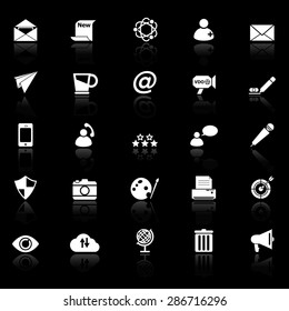 Message and email icons with reflect on black background, stock vector