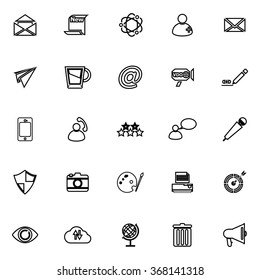 Message and email line icons on white background, stock vector