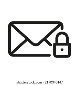 Message or e-mail Lock icon. Email security, data protection outline vector illustration. 